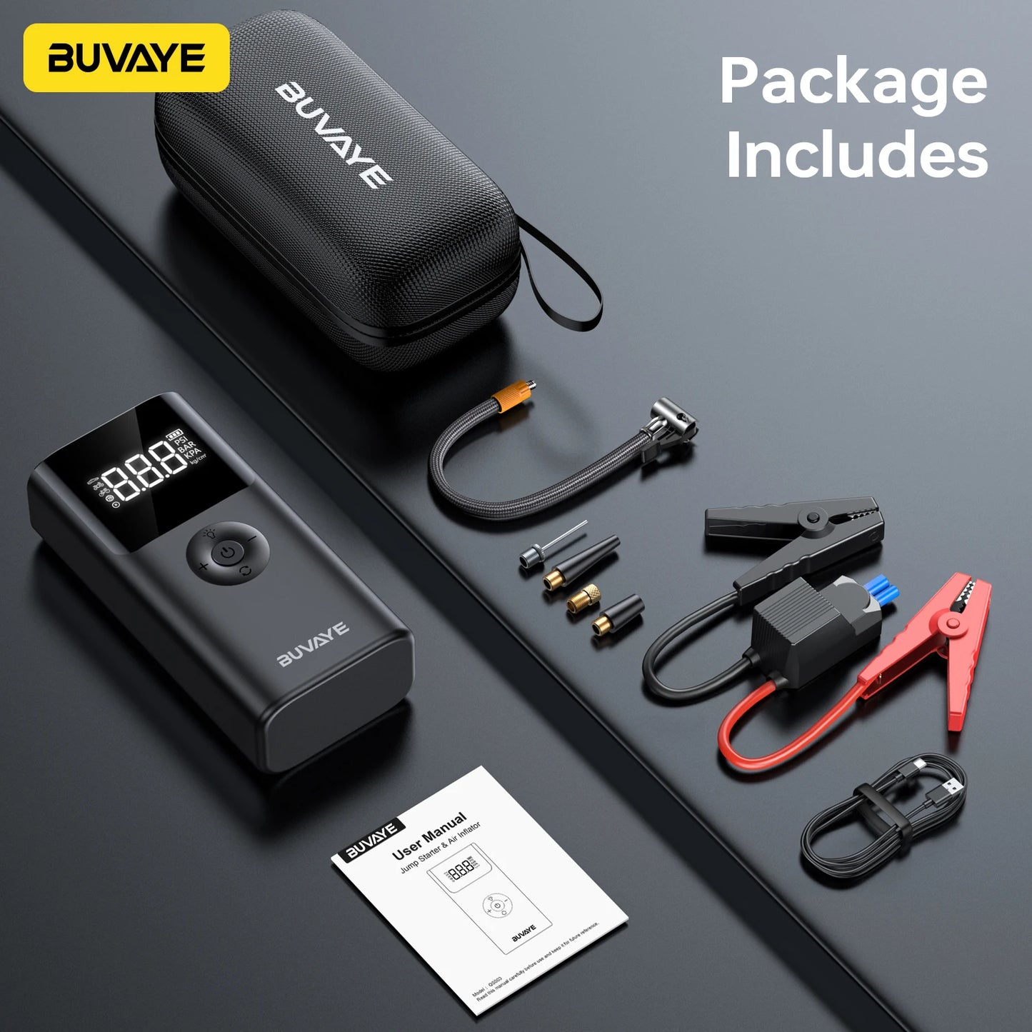 4 In 1 2500A Portable Jump Starter Power Bank