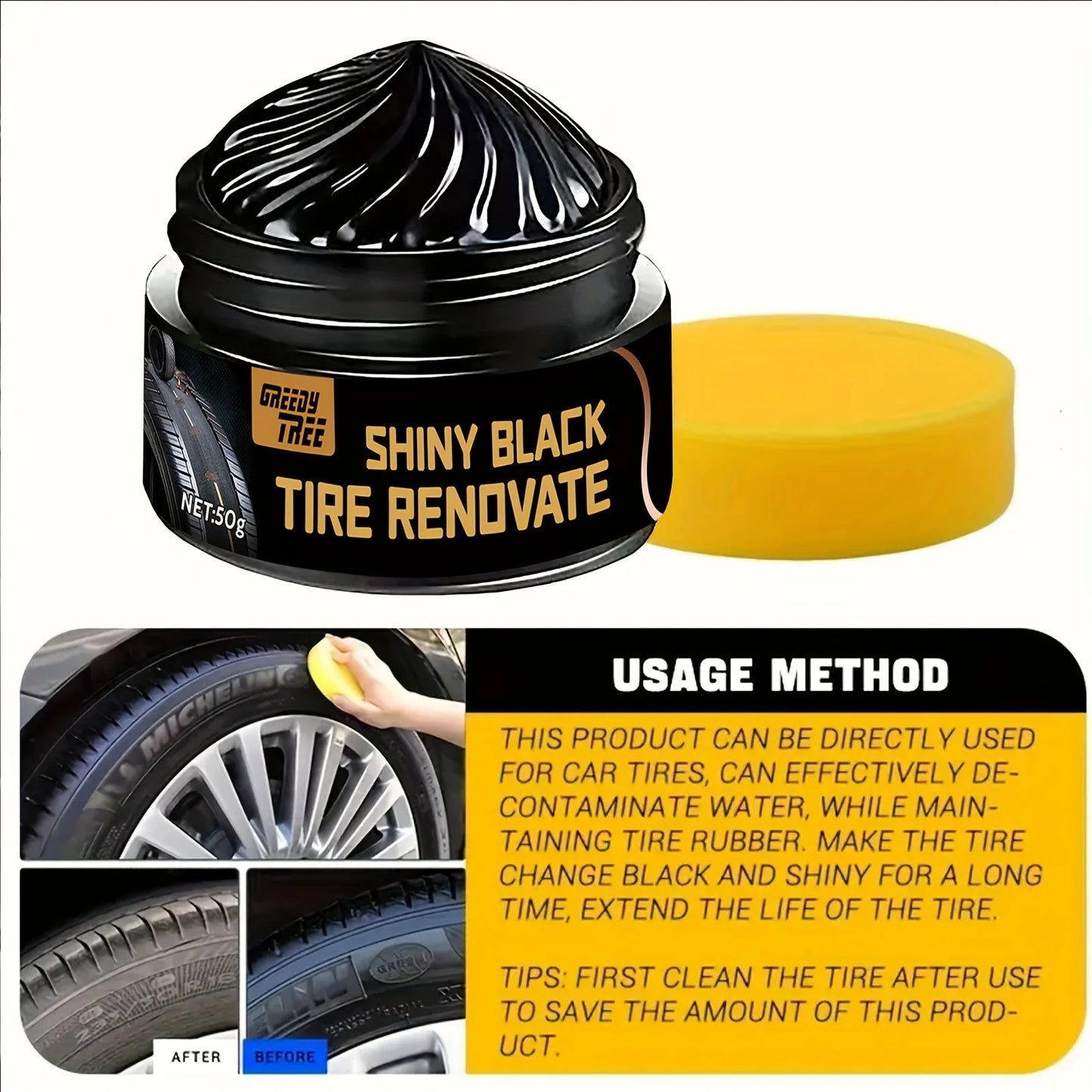 Tire Shine & Plastic Repair Paste - Removes Scratches