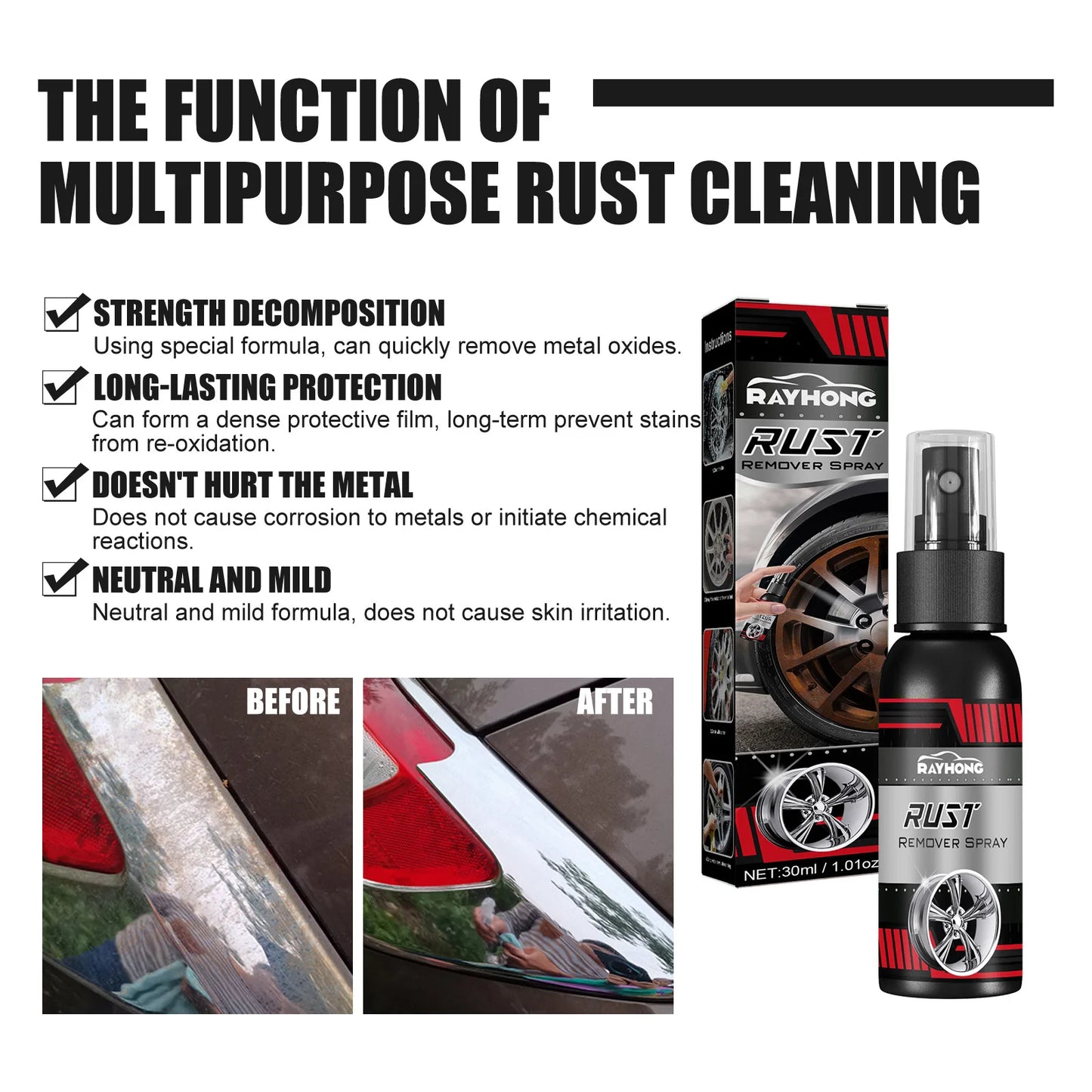 Car Metal Rust Remover Rust Inhibitor Derusting Spray